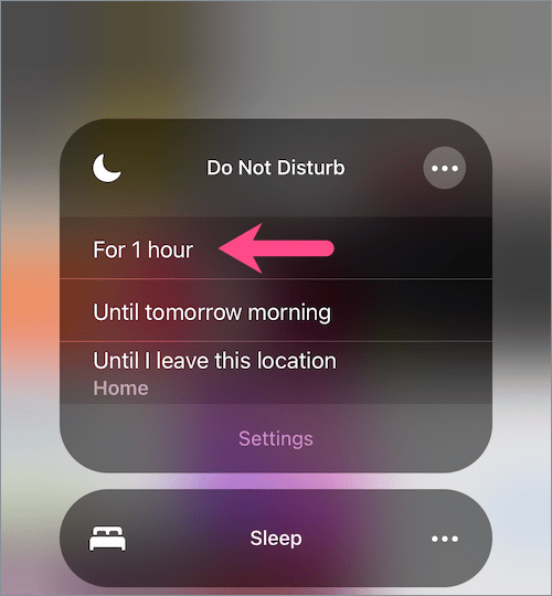 turn on dnd for one hour in iOS 15