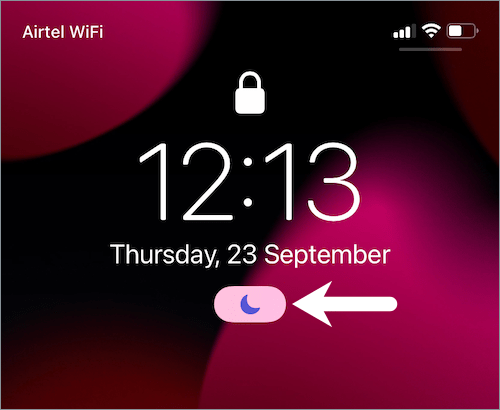 Do not disturb mode toggle on iPhone Lock Screen