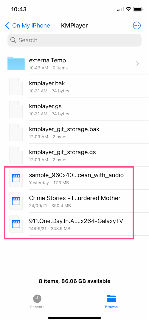 files app on iPhone