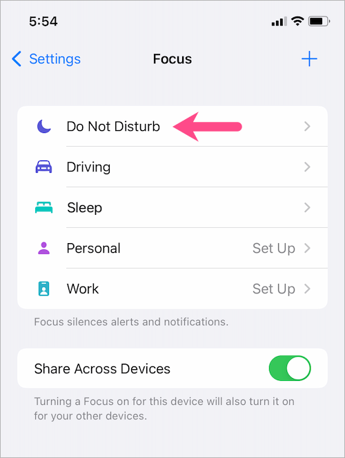 do not disturb focus in iOS 15