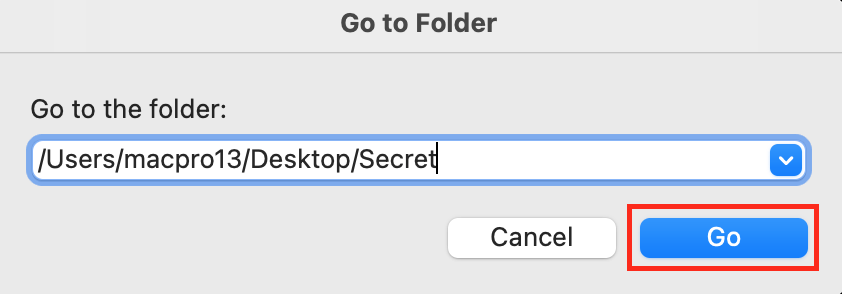 enter path in search bar on macOS