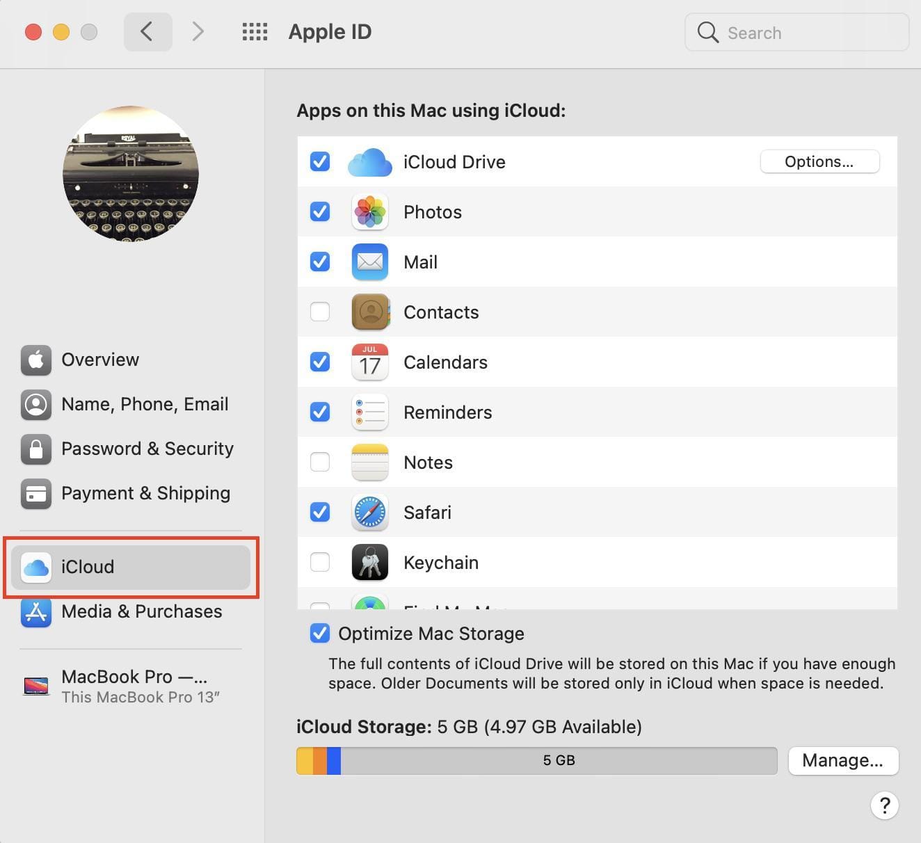 select apps using iCloud on Mac