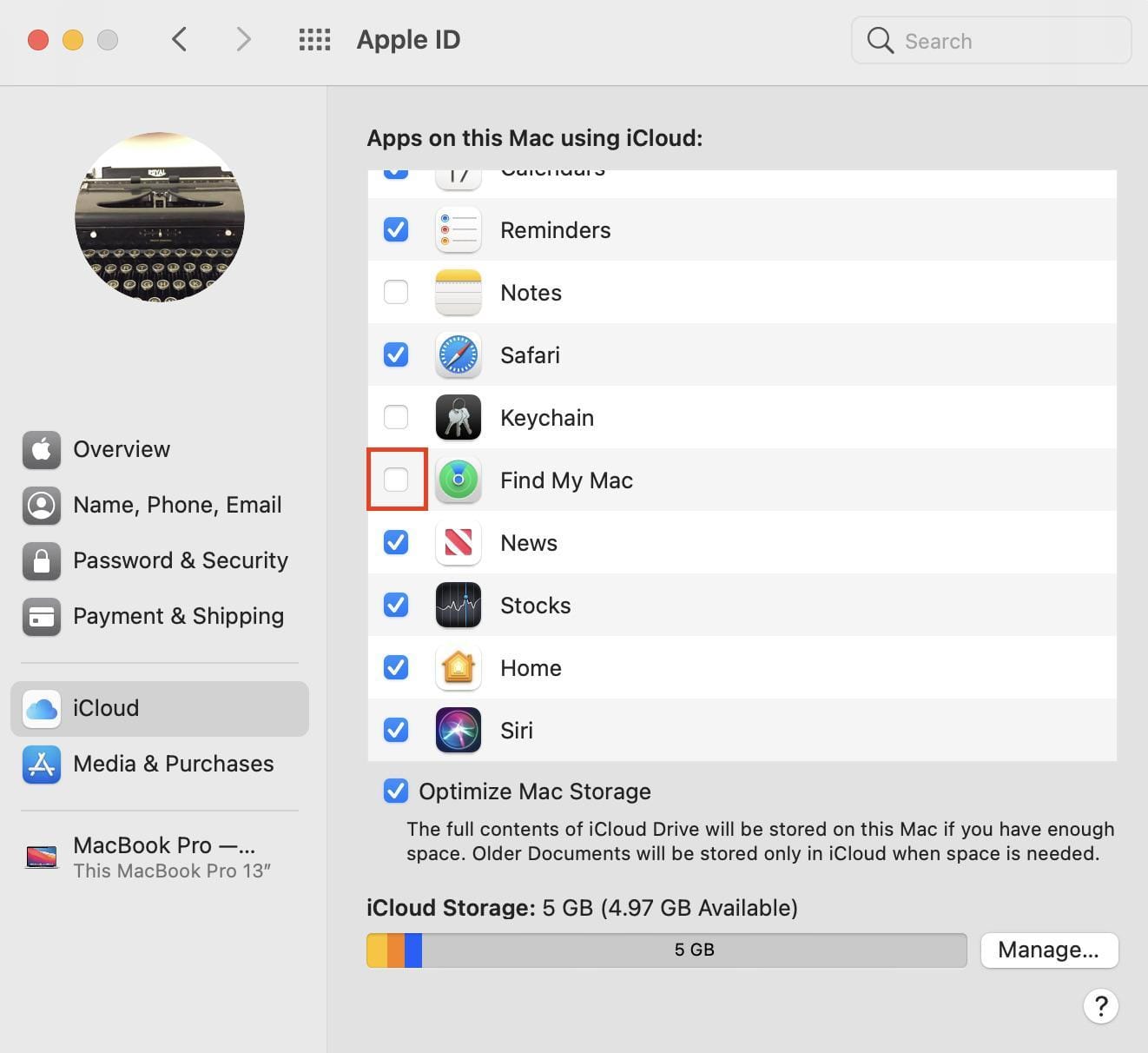 how to enable Find My Mac