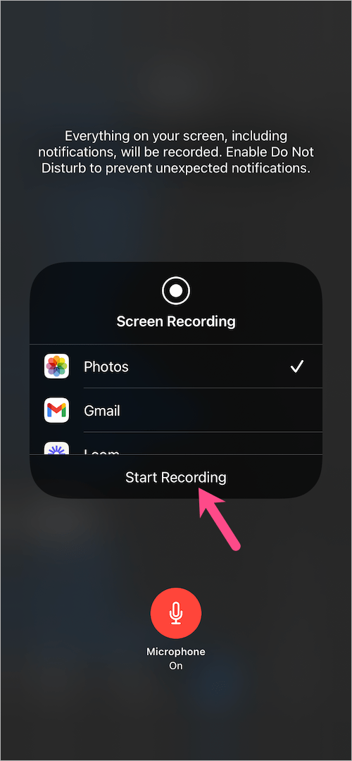 record screen with external audio on iPhone 13