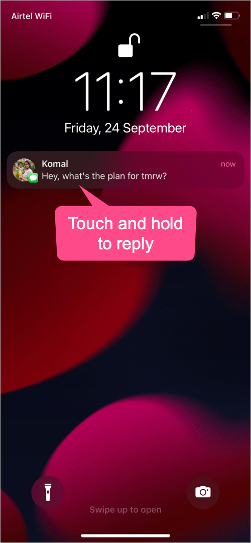 how to reply to text messages from Lock Screen in iOS 15 on iPhone