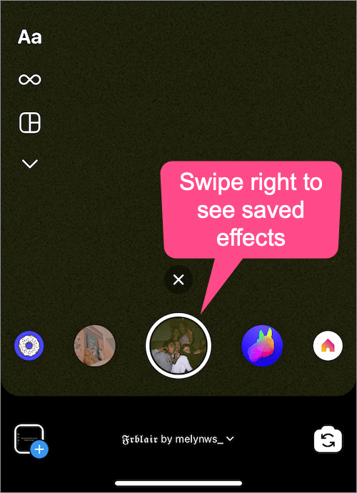 see your saved effects on instagram story