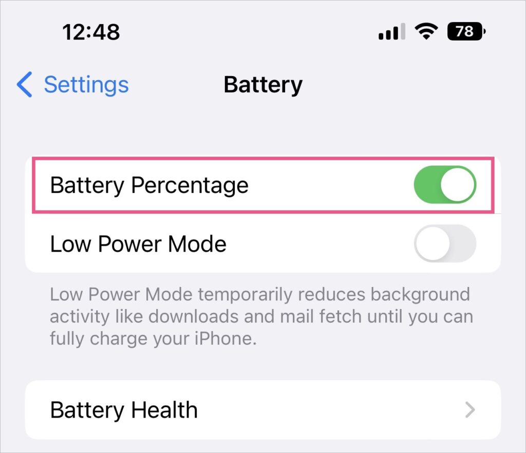 how to show battery percentage on iphone 13 status bar