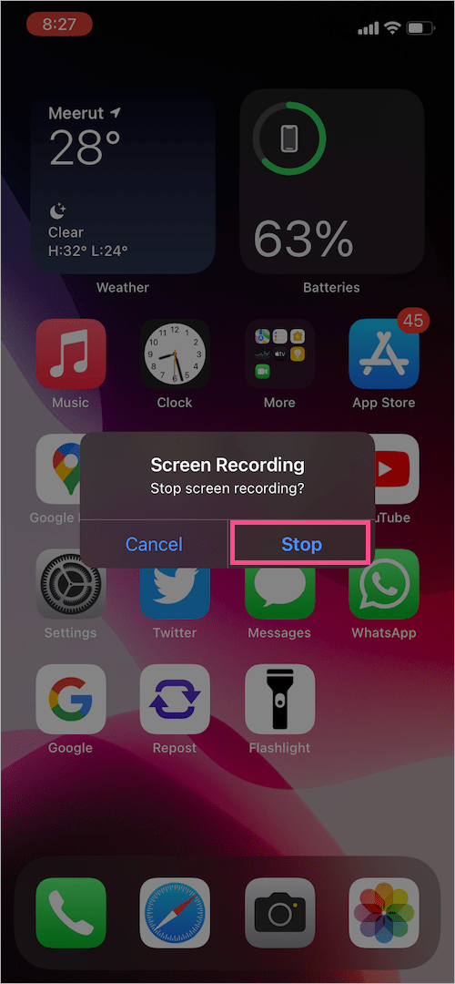 how to stop screen recording in iOS 15