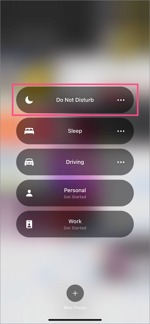 how to manually enable do not disturb from Control Center in iOS 15