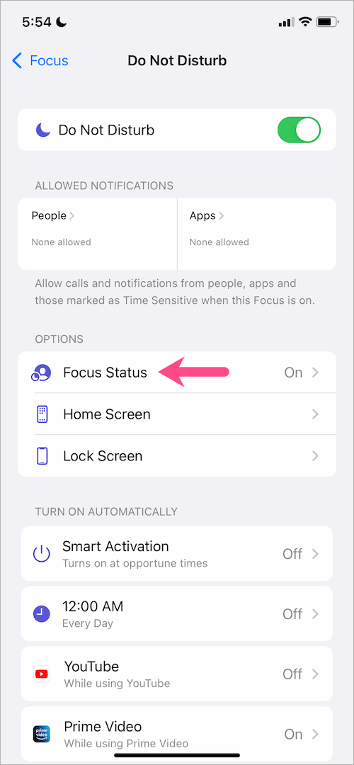 what is focus status in iOS 15