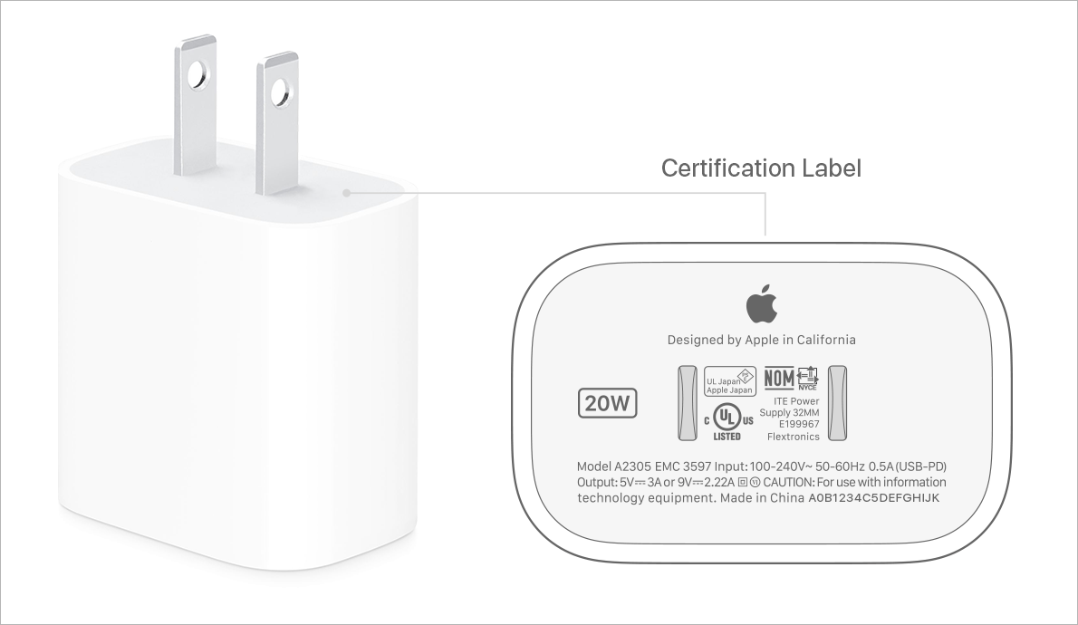 20W USB-C charger for iPhone 14