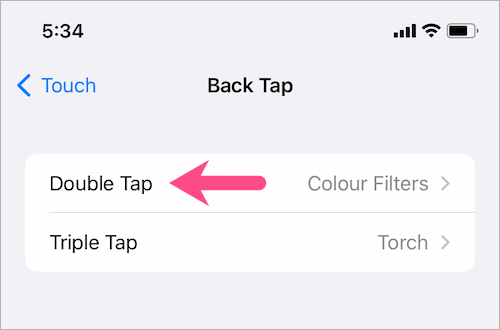 edit double tap shortcut action on iOS 14