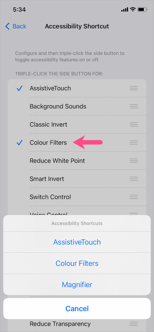 disable black and white effect on iPhone