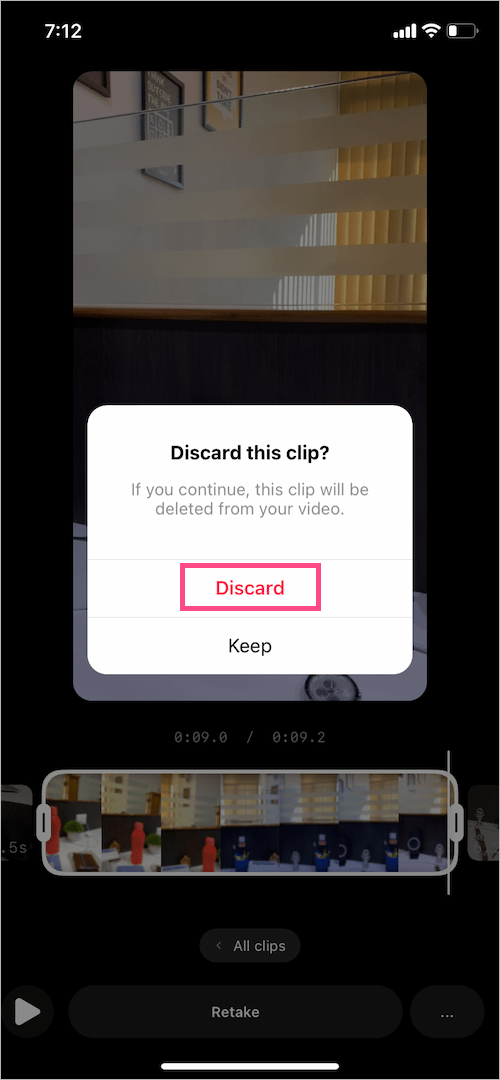 how to delete individual clip on instagram reels
