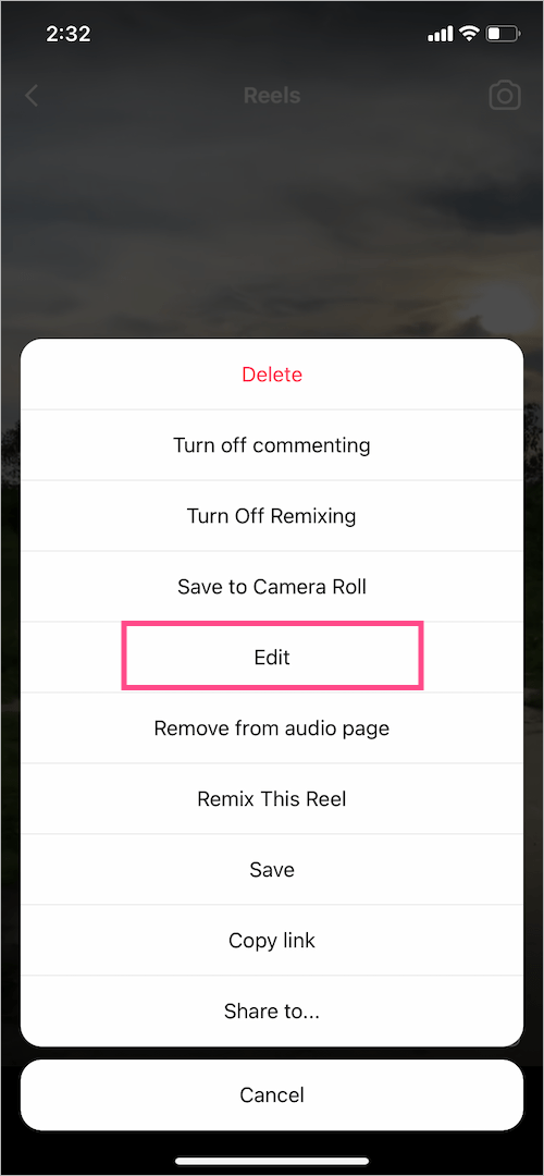 edit a reel after posting