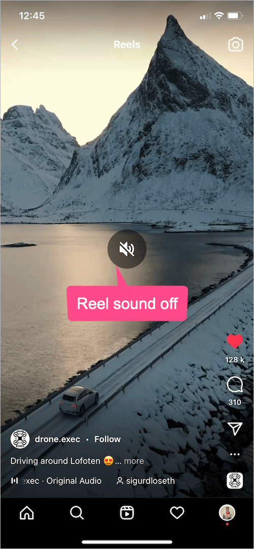 how to turn off sound on instagram reels