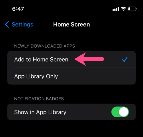 Change where newly downloaded apps appear in ios 14