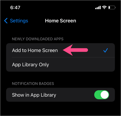 Change where newly downloaded apps appear on ios