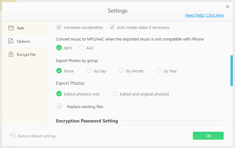 customize mediatrans settings