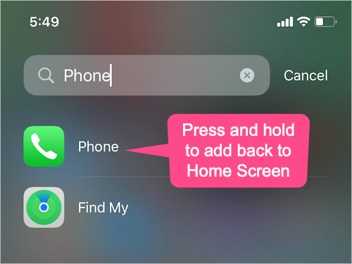 how to get phone icon back on your iPhone