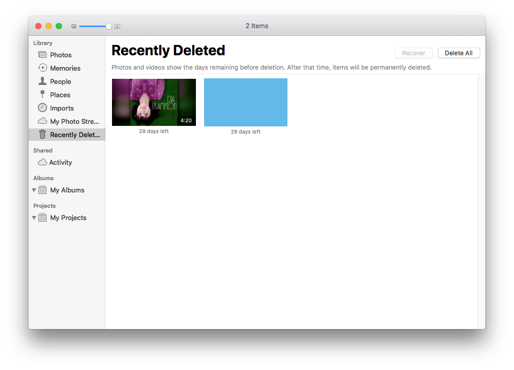 view recently deleted on Mac