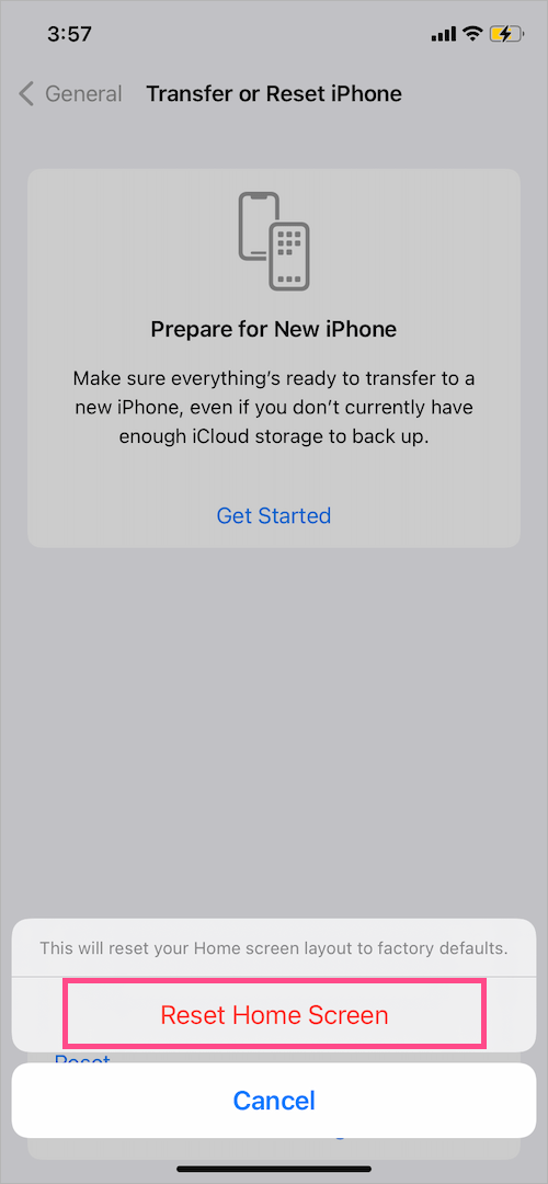 how to reset Home Screen on iOS 15