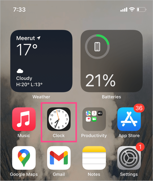 default clock app on iphone