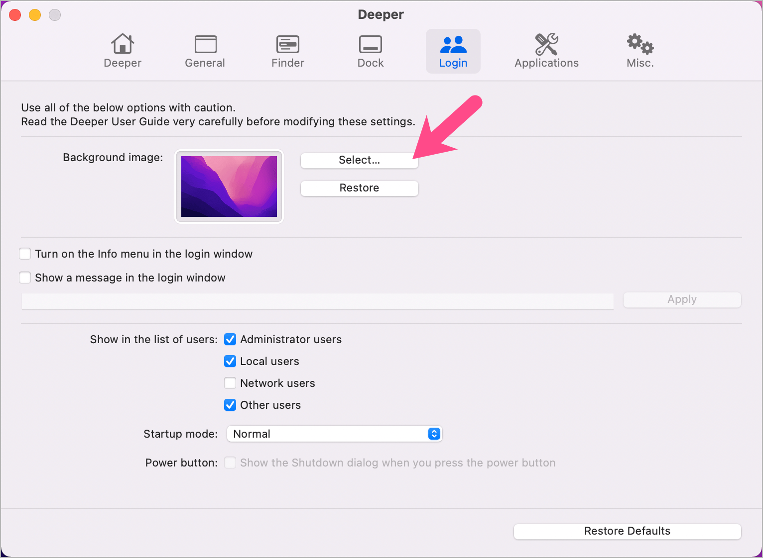 how to change the login screen on mac Monterey