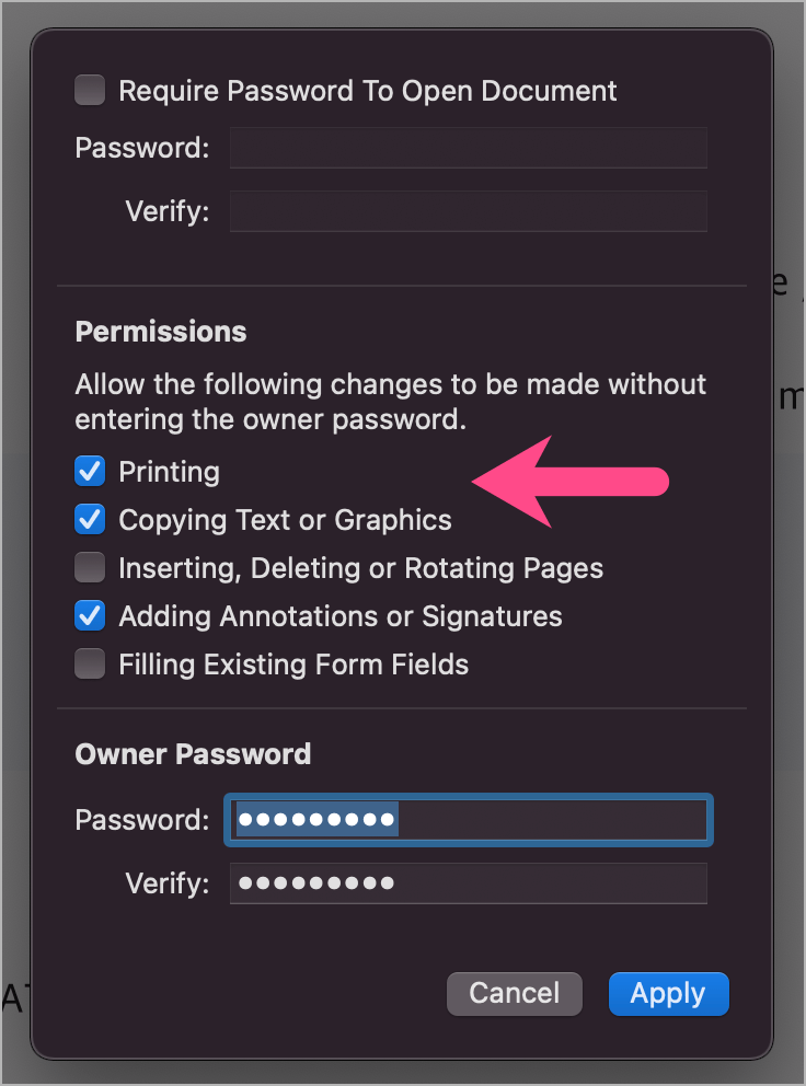 change pdf permissions using preview in monterey on mac