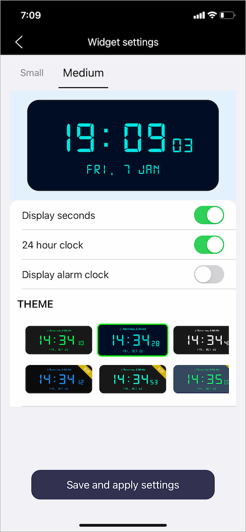 display clock app settings