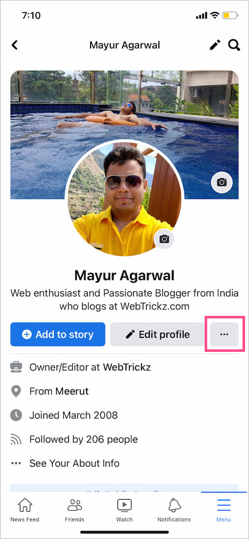 open profile in facebook app