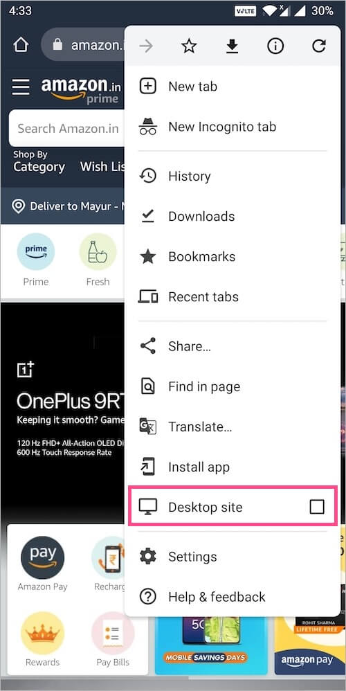 view desktop site in chrome on android