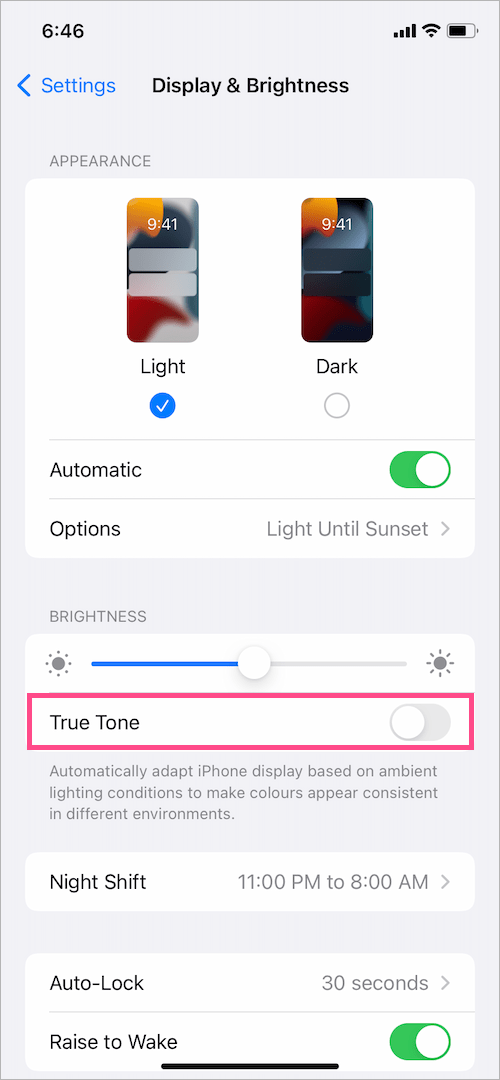 how to turn true tone off on iphone
