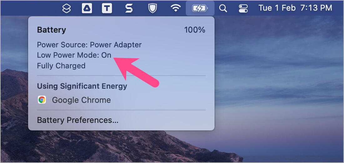check whether low power mode is enabled or not on mac