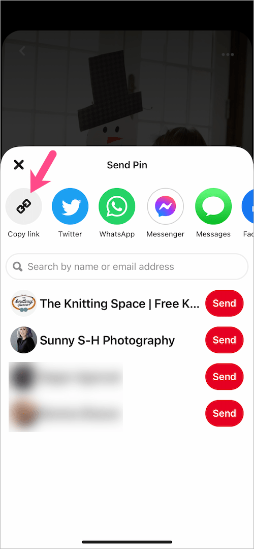 copy link in pinterest on iphone