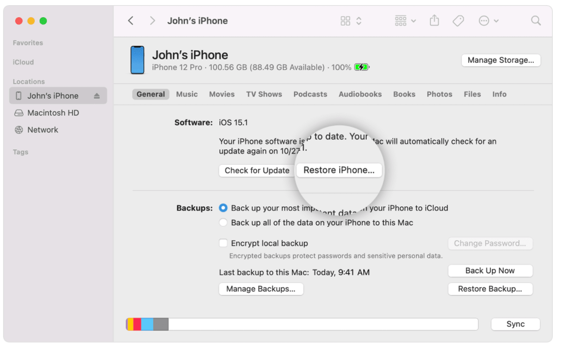 restore iphone using itunes