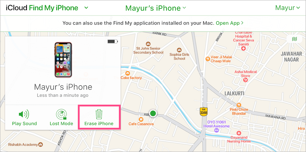 use find my to erase an iphone remotely