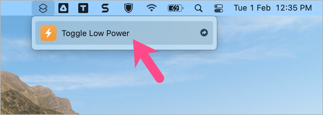 add low power mode shortcut to menu bar on mac