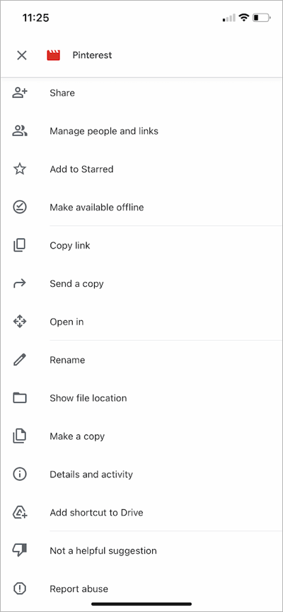 no delete option in google drive app