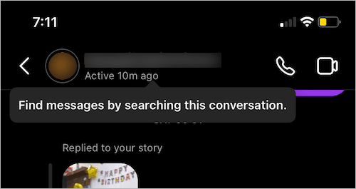 find messages by searching a conversation on instagram