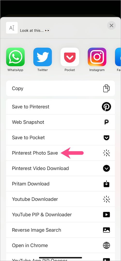 select shortcut in ios share sheet