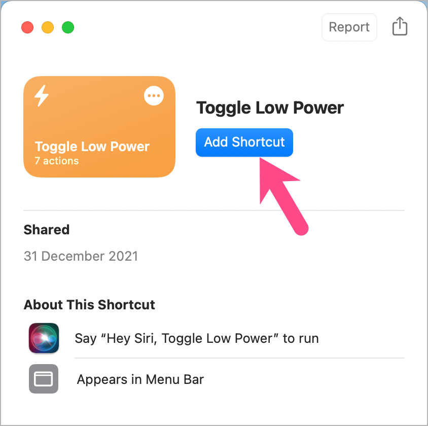 add shortcut to toggle low power mode on macos monterey