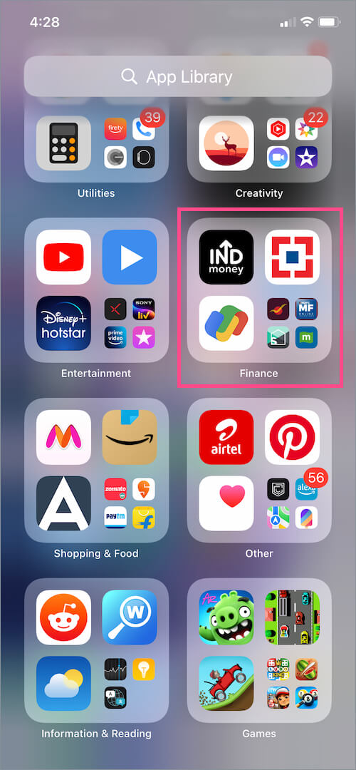 App Library on iPhone