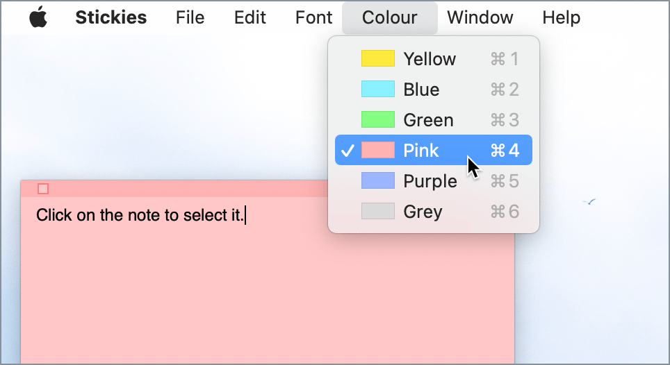 how to change the color of a sticky note on Mac
