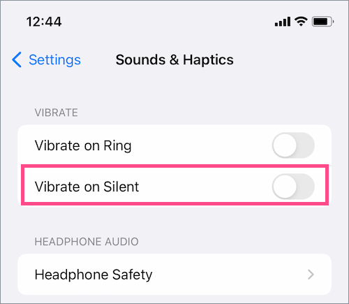 turn off vibration in silent mode on iphone
