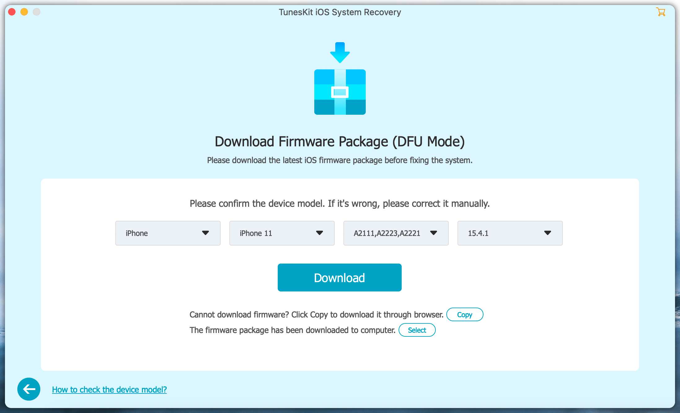 download latest iOS firmware package