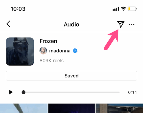 how to share saved audio on instagram