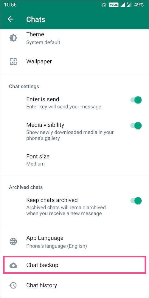 how to backup whatsapp chat