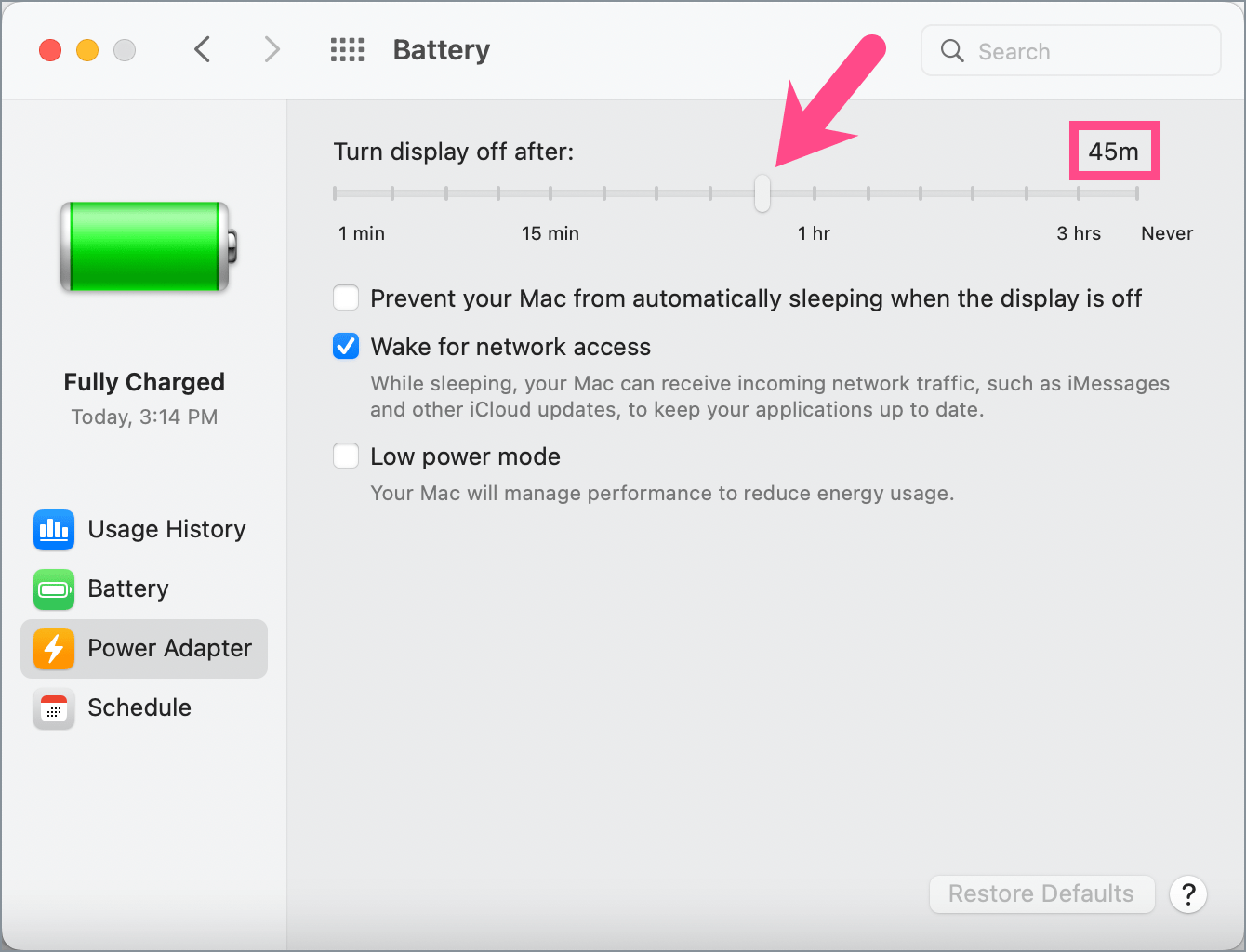 how to increase screen timeout on MacBook Air or Pro