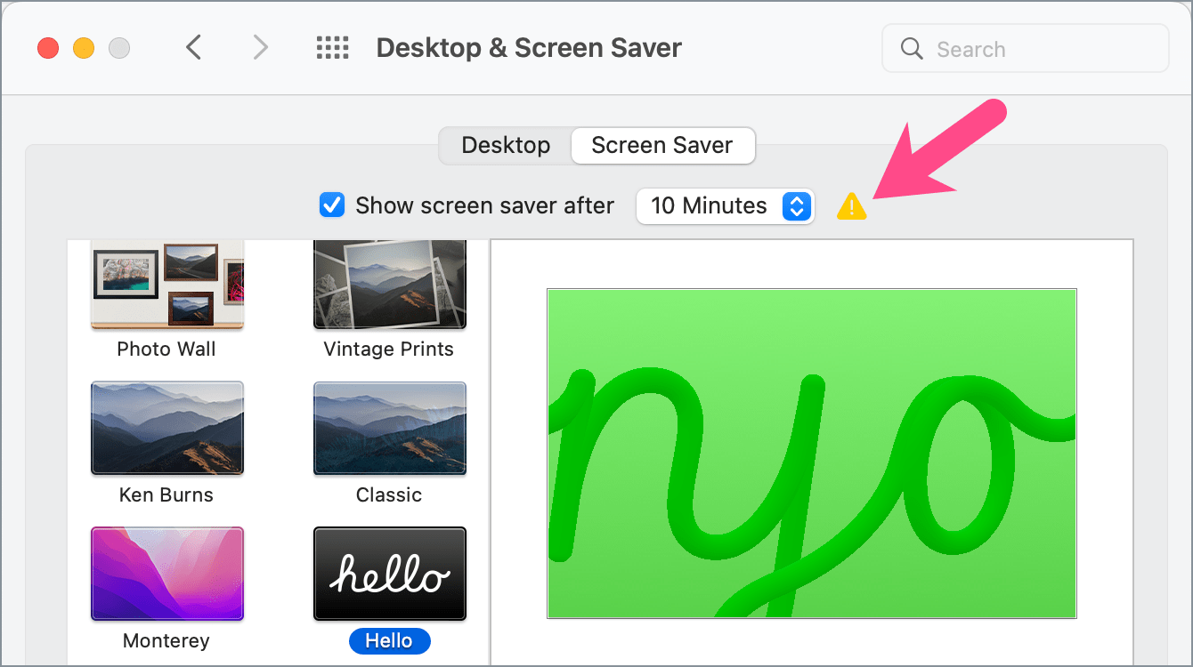 Mac screen goes black instead of screensaver